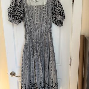 Joie Nashua Black and White Long Sleeve Dress large